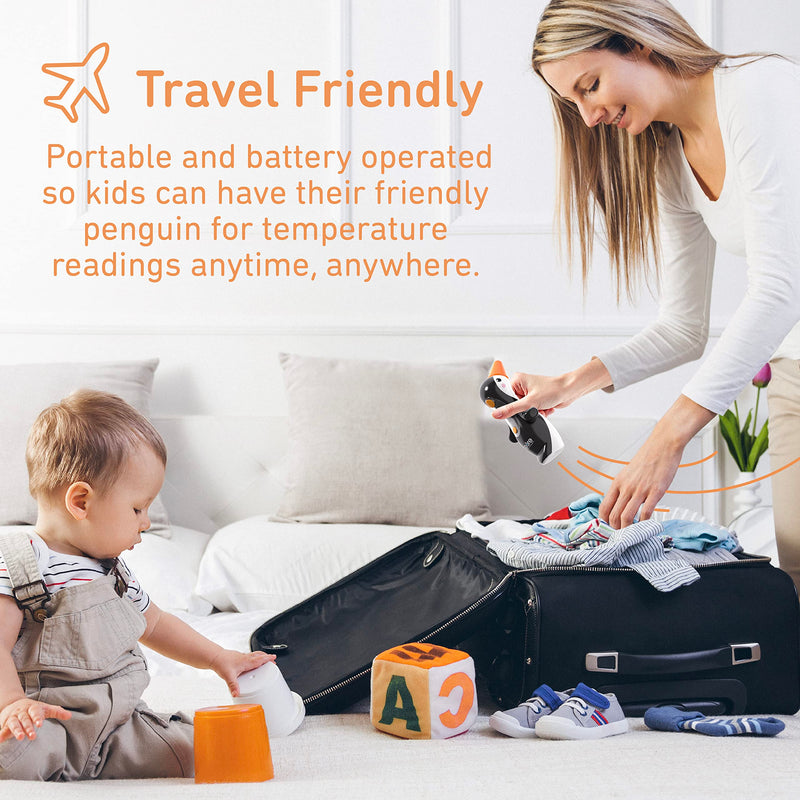 [Australia - AusPower] - Pure Enrichment® PureBaby® Penguin Ear Thermometer - InstaRead™ Technology, LCD Backlit Display, 10 Memory Settings, Dual Scale Readings, Fever Alert, & Cover - Ideal for All Ages, Babies and Children 