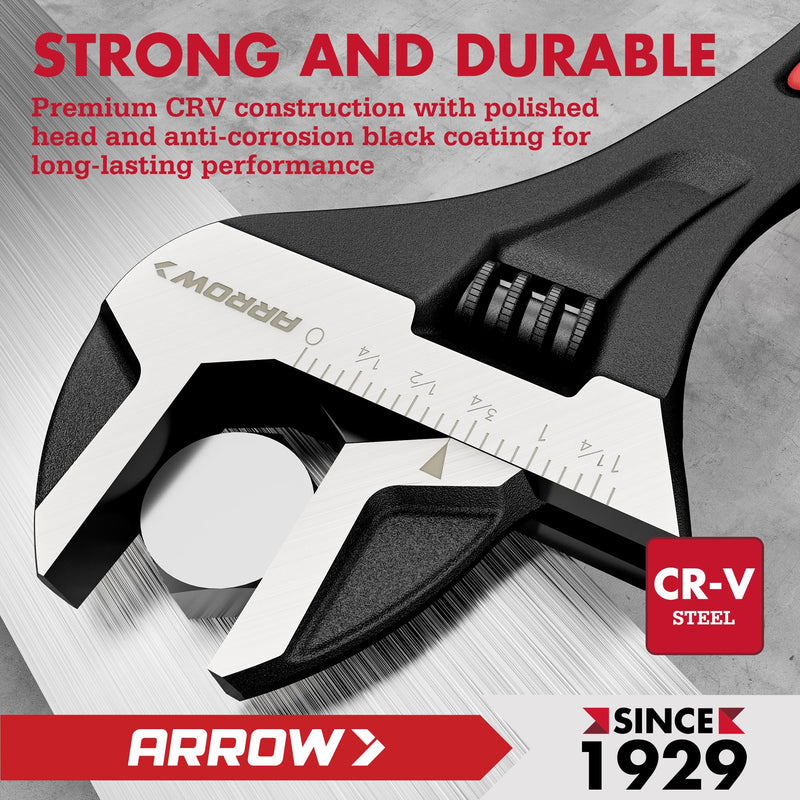 [Australia - AusPower] - DURATECH Magnetic Tape Measure 25FT with Fractions 1/8 & Arrow 8-Inch Adjustable Wrench 