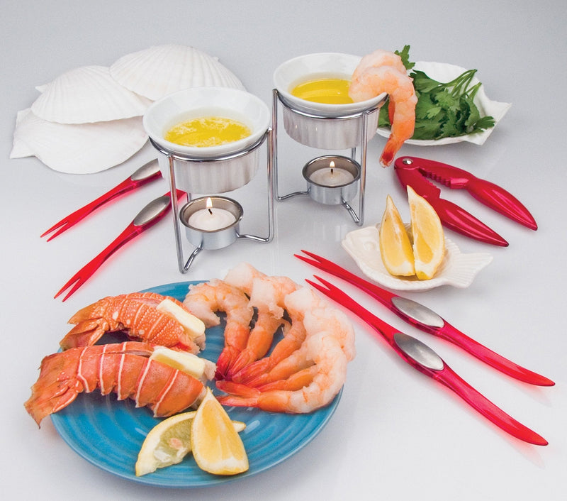 Nantucket Seafood Ceramic Butter Warmers, Set of Two,2 ounce White Butter Warmers