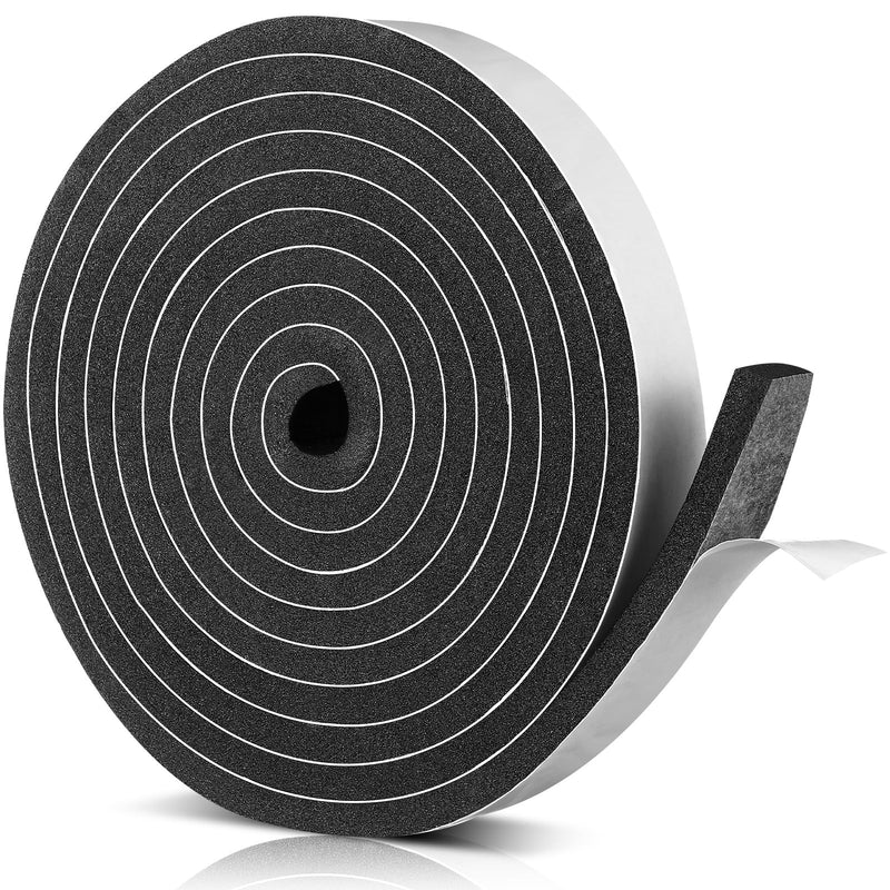 Nuanchu Foam Insulation Tape 1-1/2in Wide x 1/2in Thick x 16.5ft Stripping Neoprene Long Sponge Weather Stripping Foam Strips with Adhesive for Door, Automotive, Air Conditioner Seal(1)