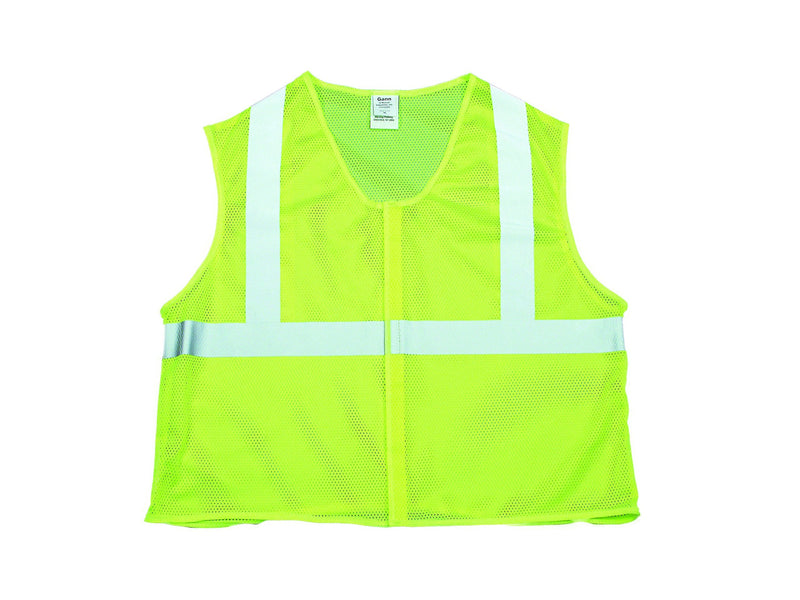 Mutual Industries 16375-6 3X High Visibility ANSI Class 2 Mesh Safety Vest with 2" Silver Reflective Tape, 3X-Large, Lime