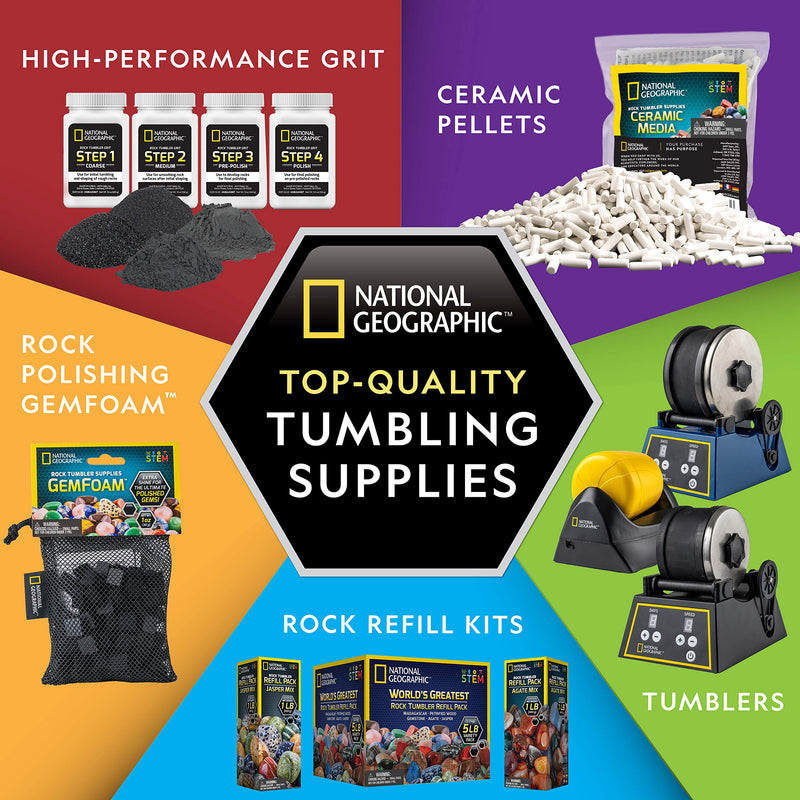 [Australia - AusPower] - NATIONAL GEOGRAPHIC Rock Tumbling Media – GemFoam Reusable Rock Polisher Foam, Use After Rock Tumbling Grit Cycles, Adds Shine to Tumbled Rocks and Minerals, Rock Tumbling Supplies New Polishing Foam 