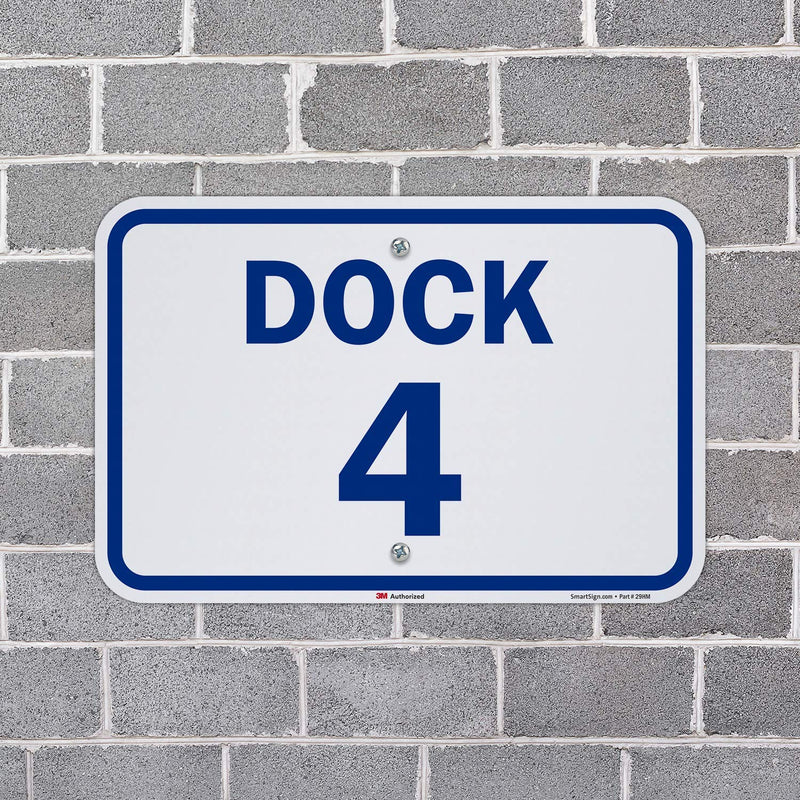 SmartSign "Dock 4" Dock Number Sign | 12" x 18" 3M Engineer Grade Reflective Aluminum