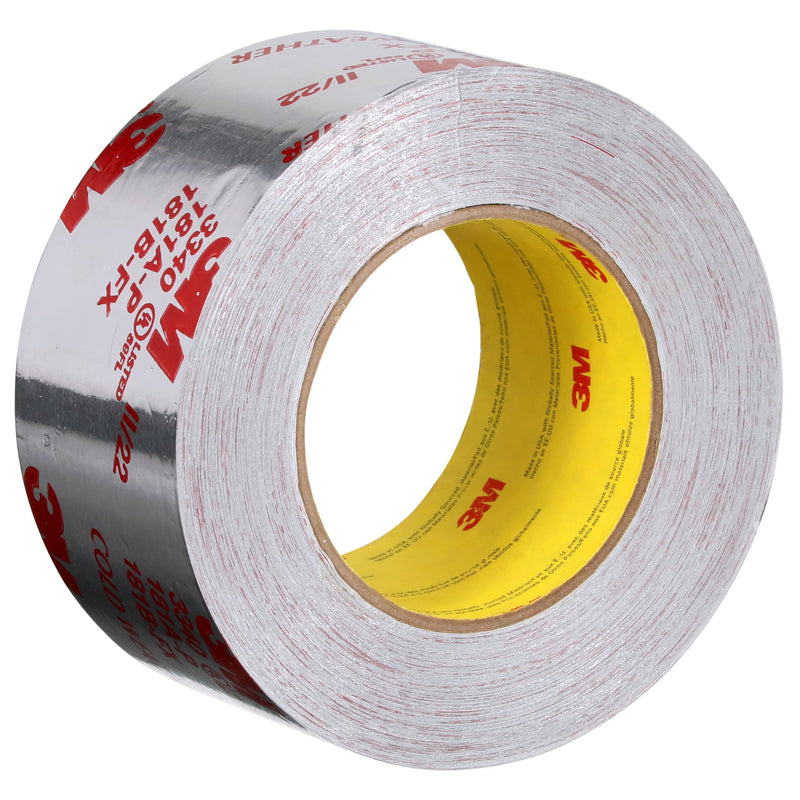 3M Aluminum Foil Tape 3340, 2.5" x 50 yd, 4.0 mil, Silver, HVAC, Sealing and Patching Hot and Cold Air Ducts, Fiberglass Duct Board, Insulation, Metal Repair 2.5 inches x 50 yards x 0.004 inches