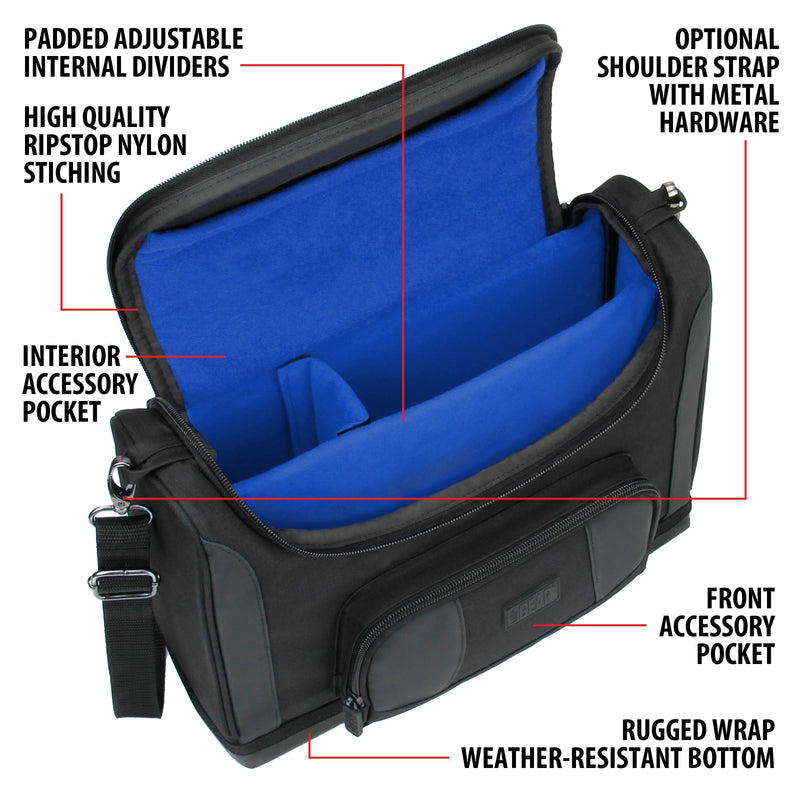 [Australia - AusPower] - USA Gear Compact Tablet Messenger Bag Compatible with Samsung Galaxy Tab S7 11", Lenovo Tab M10 10.3", Samsung Galaxy Tab S6 Lite 10.4" - Shoulder Strap, Padded Adjustable Interior (Blue) Black and Blue 