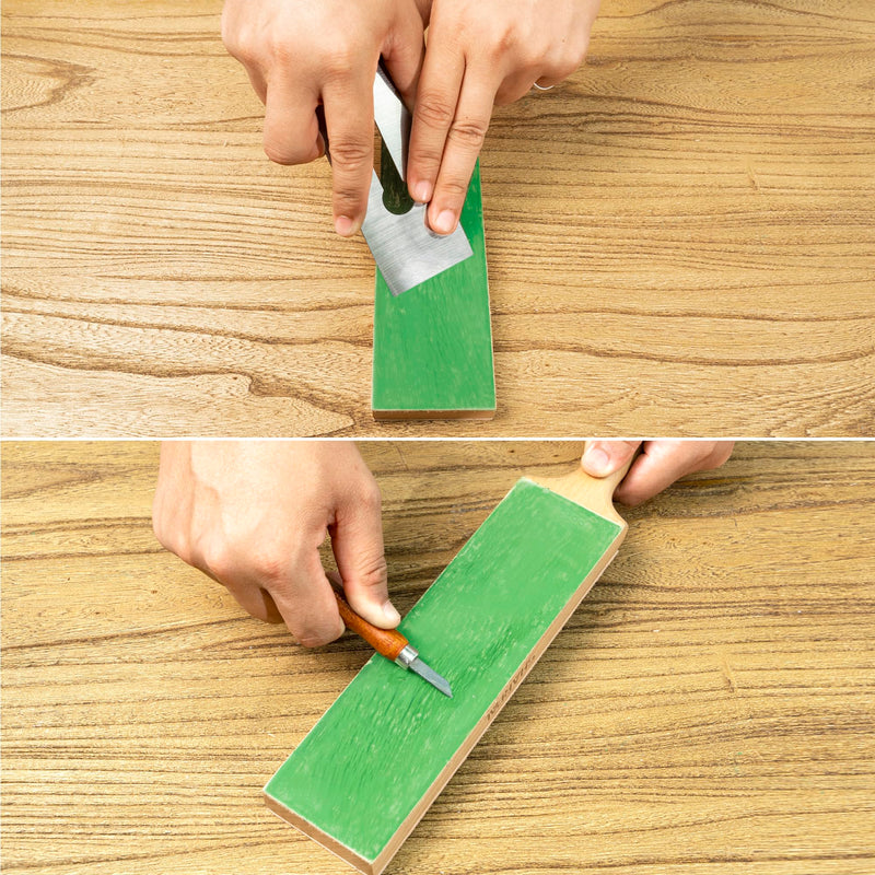 [Australia - AusPower] - SHARPAL 205H Double-sided Leather Strop (Genuine Cowhide) 13.2" x 2.4" Kit with 2 Oz. Polishing Compound & Angle Guide, Knife Stropping Block for Sharpening & Honing Knives tools, Woodcarving Chisels Double-Sided Leather Strop with Compound 