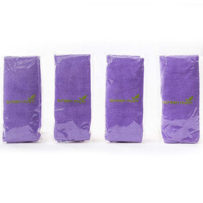 [Australia - AusPower] - Screen Mom Screen Cleaning Purple Microfiber Cloths (4-Pack) - Best for LED, LCD, TV, iPad, Tablets, Computer Monitor, Flatscreen 