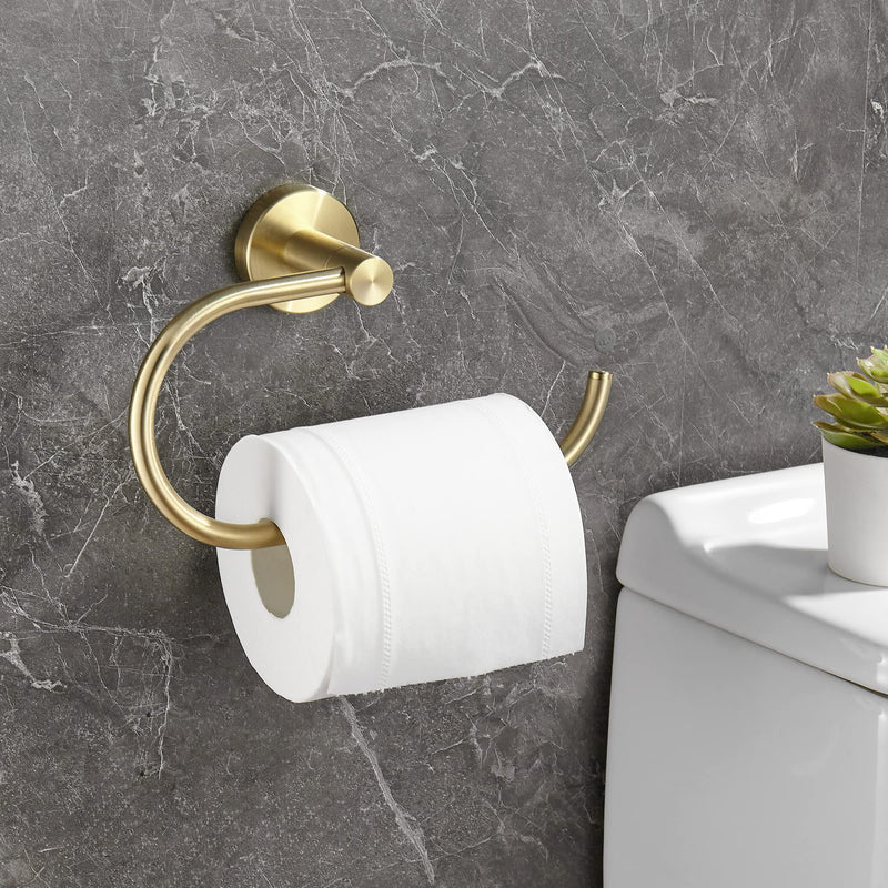 Gold Toilet Paper Holder Towel Ring,Brushed Gold Toilet Roll Holder Hand Towel Holder Bathroom Accessories,Wall Mount Rustic Modern Rustproof Stainless Steel Hardware Set 2PC Brushed Gold