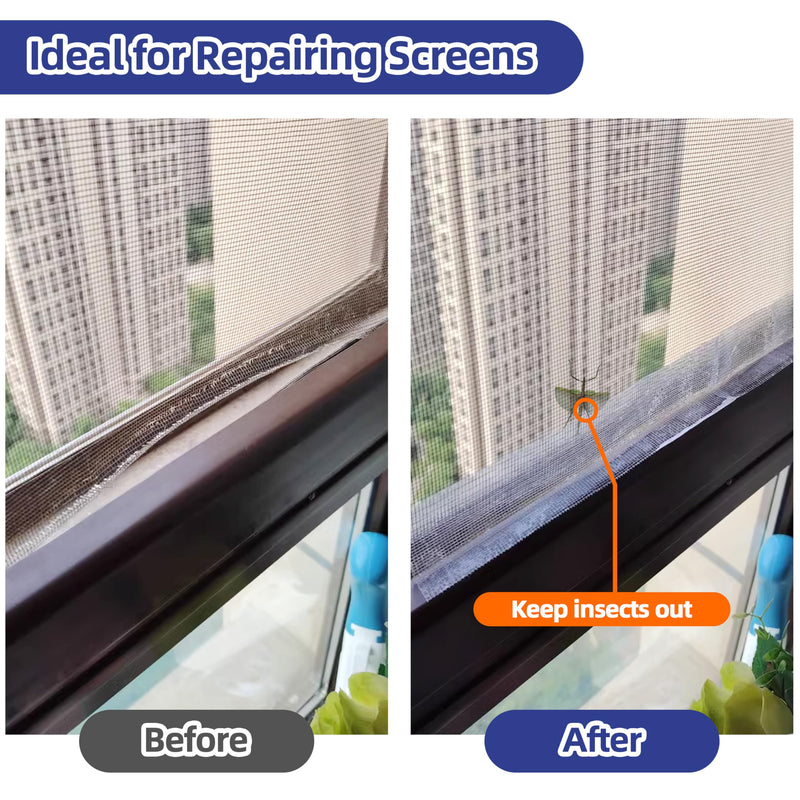 KING MOUNTAIN Black Window Screen Repair Tape,3inX10FT Heavy Duty Screen Repair Kit for Window Screen and Screen Door,Strong Adhesive & Waterproof Window Screen Patch 3 in × 10 ft