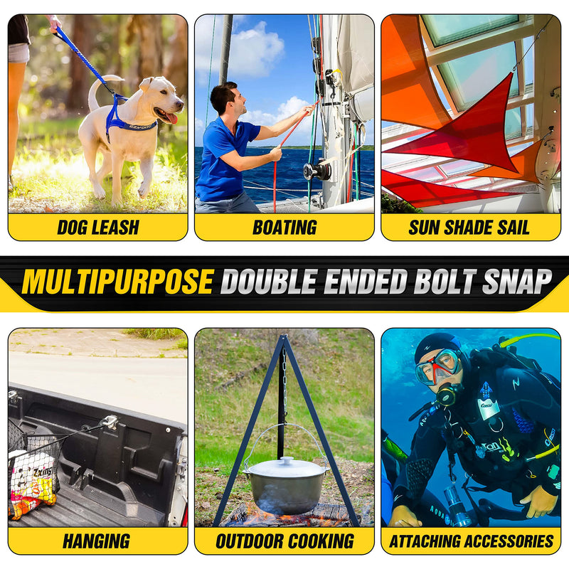 [Australia - AusPower] - [EXTRA DURABLE] 4.7 Double Ended Bolt Snaps Hooks 220LBS Weight Capacity, Heavy-Duty & Rust-Resistant Zinc Alloy Double Sided Clips, Best for Dog Leashes, Awnings, Sports Equipment, Boating (2 Pack) 