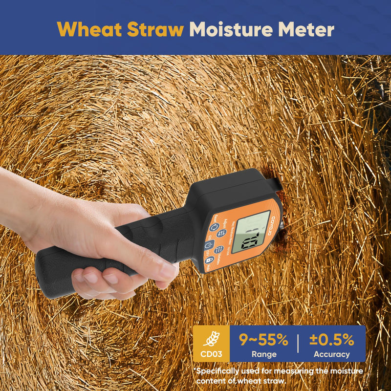 [Australia - AusPower] - GS120A Hay Moisture Tester Meter – Portable Digital Probe Tester with LCD, 0-80% Moisture Range, for Alfalfa, Leymus, Orchard Grass, Straw Bales Fast Accurate Digital Sensor Hay bale Moisture Meter GS120A 