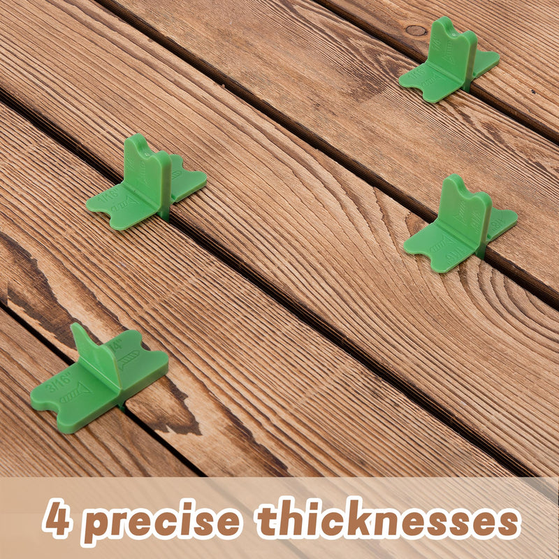 [Australia - AusPower] - 8 Pcs ABS Deck Spacer Tool,4 Thicknesses Deck Board Spacers(1/16", 1/8", 3/16", 1/4"),Green Deck Spacers Assorted for Pressure Treated Composite Decking Green-8 
