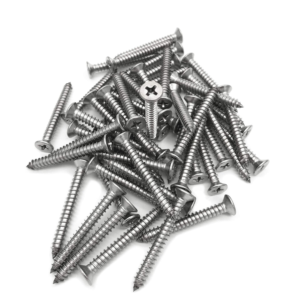 5 x 40mm Screw, Flat Head, Phillips Drive, Self Drilling, 304 Stainless Steel Drywall Wood Screws 50Pcs 5 x 40mm