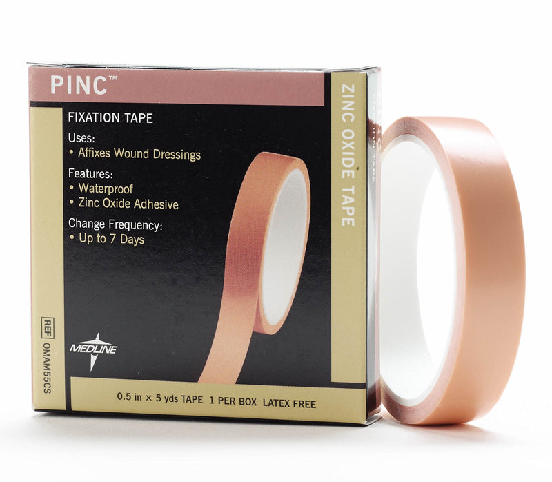 [Australia - AusPower] - Medline Pinc Zinc Oxide Fixation Tape, 1/2" x 5 yd., Ideal for Wound Care and First Aid, Pack of 6 1 Count (Pack of 1) 