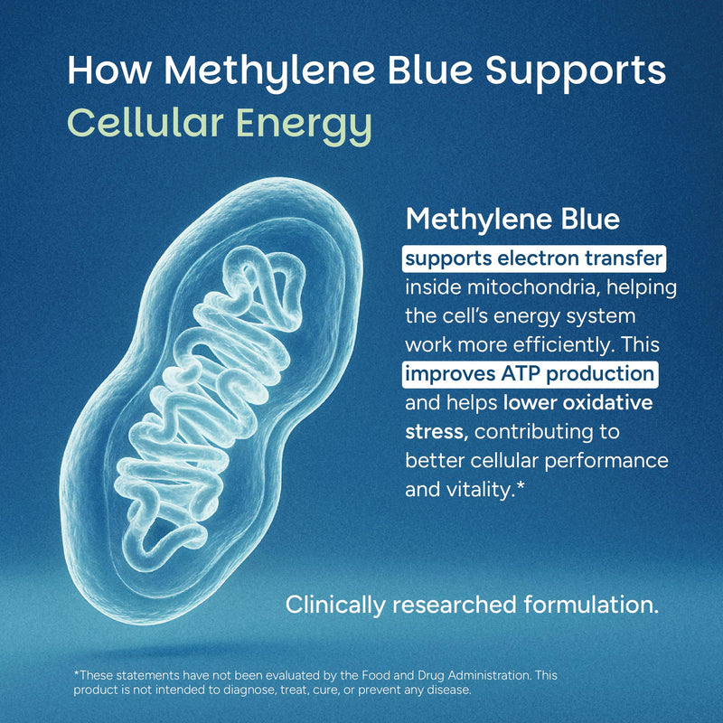 Methylene Blue Drops for Humans 1% USP Pharmaceutical Grade | Methylene Blue Supplement for Focus & Cellular Energy | Formaldehyde & Alcohol Free, Third-Party Tested, Made in USA, 50ml | Harmonex