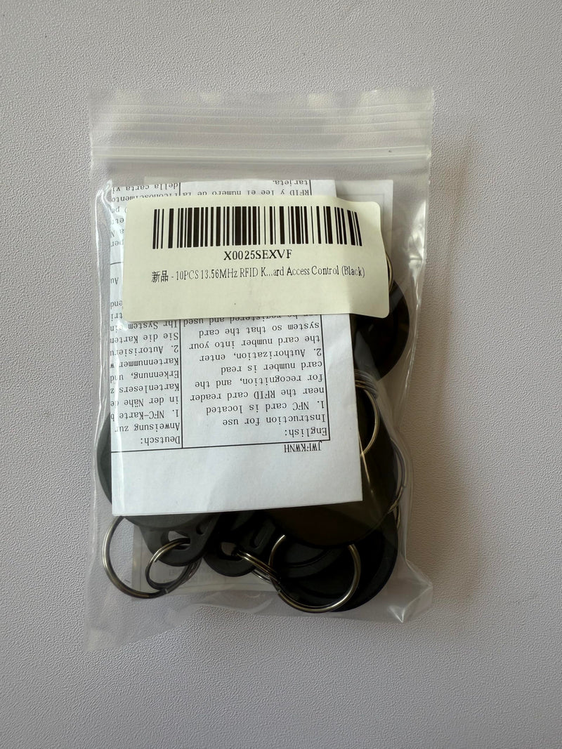 [Australia - AusPower] - 10PCS 13.56MHz RFID Keychain readable/writable KeyFobs Proximity Card Text MF 4K IC NFC Keychain tag Copier Card Access Control (Black) Black 