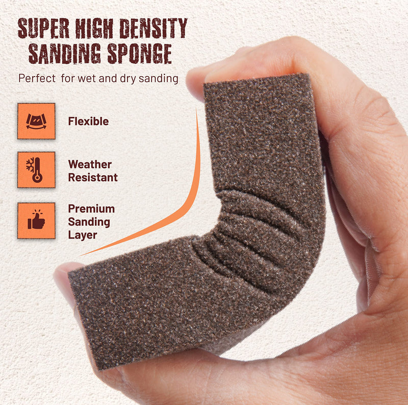[Australia - AusPower] - 4 Pack Extra Fine Sanding Block, Washable and Reusable Sanding Sponge for Wood Drywall Metal Glasses Coarse/Medium/Fine/Superfine in 60/80/120/220 Grit Sandpaper Block Sand Paper Brick Assorted 4 Pack 