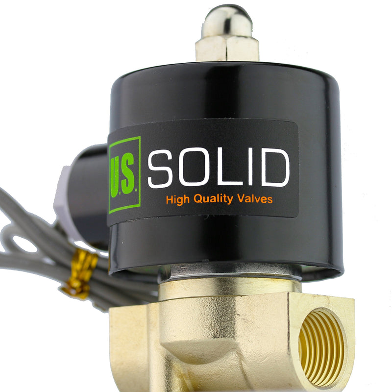 U.S. Solid 3/8" Brass Electric Solenoid Valve - 12V DC, VITON Gasket, Direct Acting, Normally Closed for Air, Gas, Fuel Applications 3/8 Inch