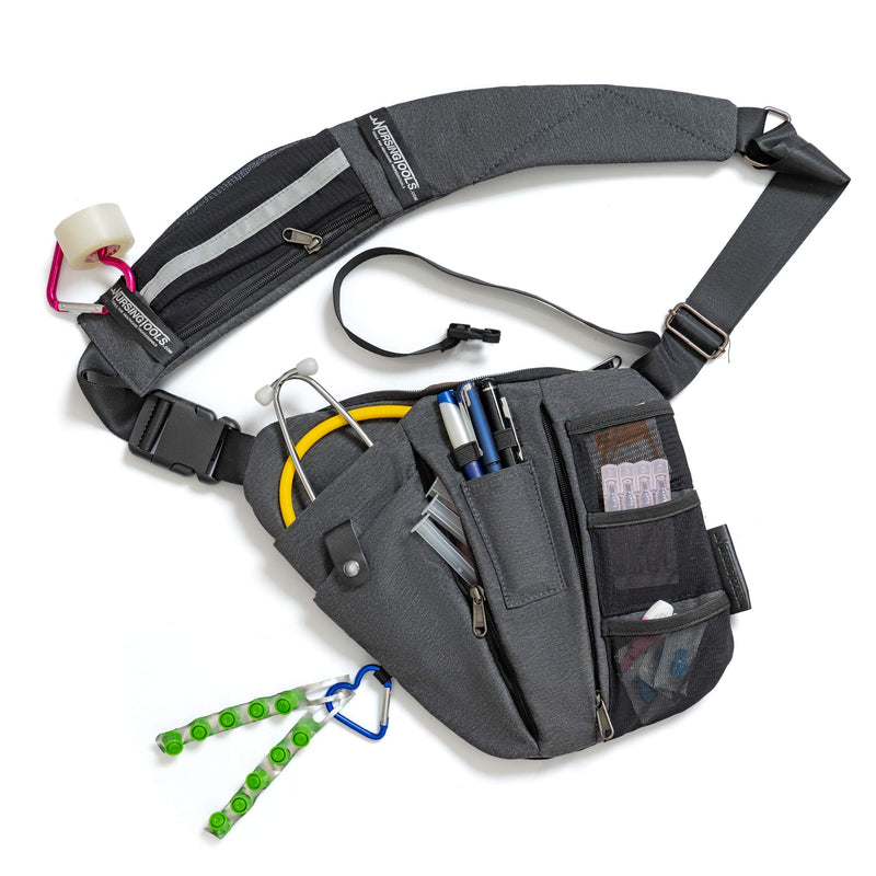 [Australia - AusPower] - Crossbody Fanny Pack with Holder for Stethoscope, Tape, & Bandage Scissors - Organizer Bag for Nurses, Student & Medical Professionals - Home Health Nurse Bag & Wound Care 