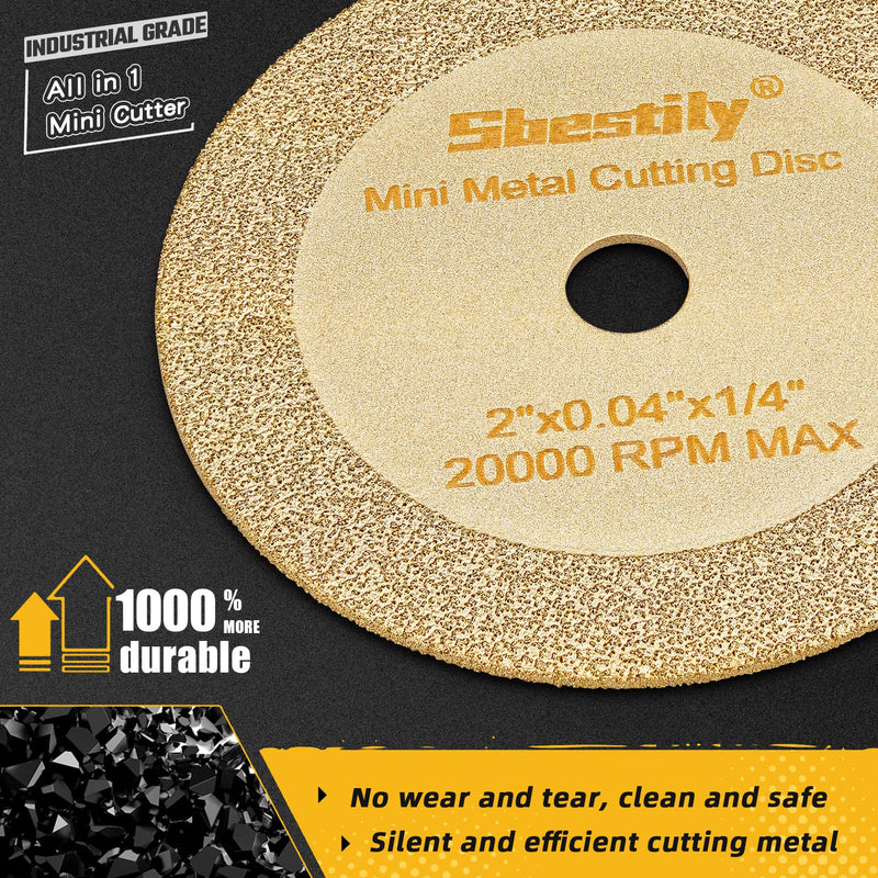 [Australia - AusPower] - 2 Inch Die Grinder Cut Off Wheel, Diamond Cutting Wheel for Metal & Stainless Steel, 1/4 Shank Stem Mounting Mandrel Die Grinder/Drill Attachment, (2"x0.04"x1/4") Mini Metal Cutting Disc 2 x Diamond Cut Off Wheel + 1 x Mandrel Kit 