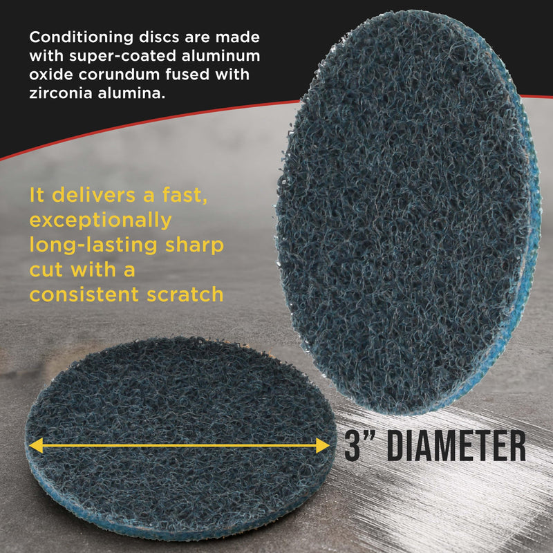 Dura-Gold 3" Diameter Surface Conditioning Discs Blue Fine Sanding Grit (Box of 25) - R-Type Quick Change Connection Rust and Paint Removal Removes Oxidation and Scale