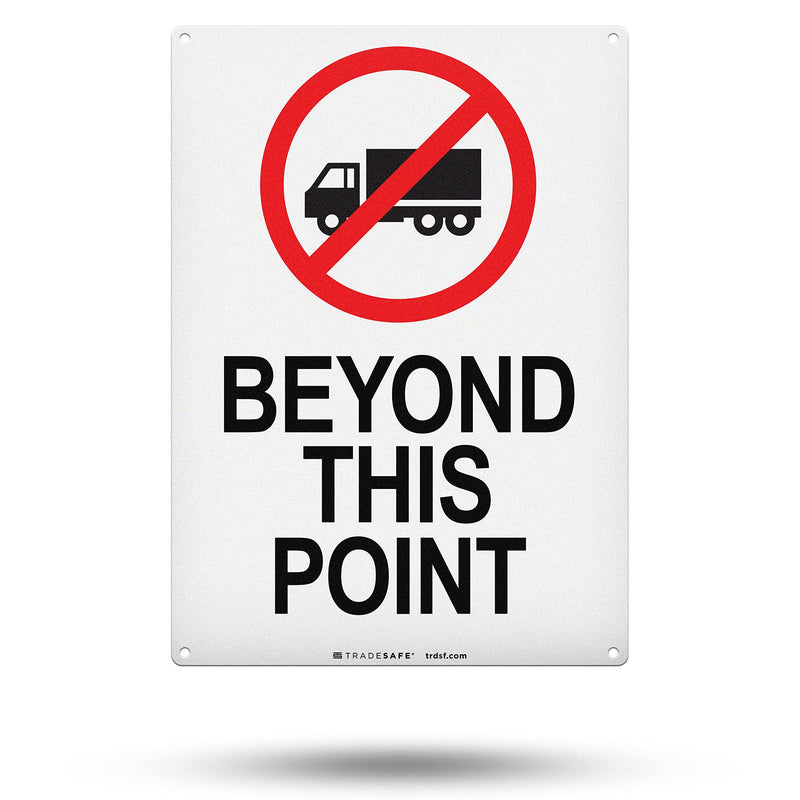 TRADESAFE No Trucks Beyond This Point Sign, No Trucks Allowed Sign, Quick Install, Light Reflective, UV-Resistant, Waterproof, 10” X 14” Aluminum Signs for Business No Truck Beyond This Point