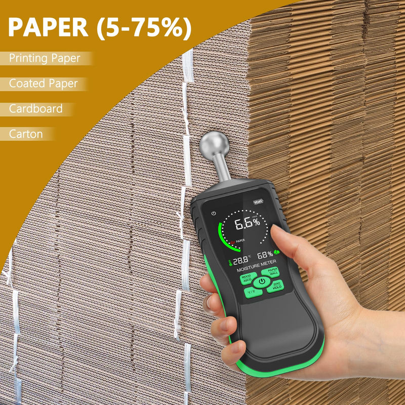 [Australia - AusPower] - Ball Inductive Wood Moisture Meter, Non-Destructive Moisture Detector in Drywall, Wood, Masonry, Backlit LCD Display and Alarm Moisture Reader Tester, Detects up to 20mm 