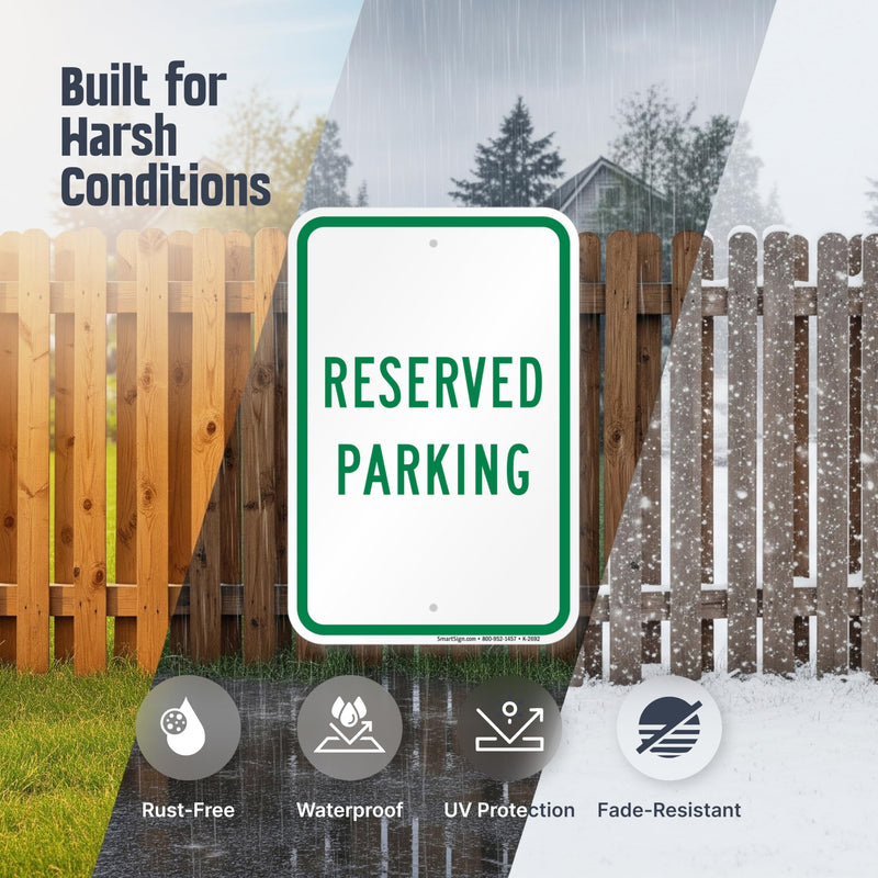 SmartSign Reserved Parking Sign - 2 Pack, 18 x 12 inch, 2mm Thick Aluminum Composite, Pre-Drilled Holes, Green and White, Made in USA ACM - 12" x 18" (Pack of 2)