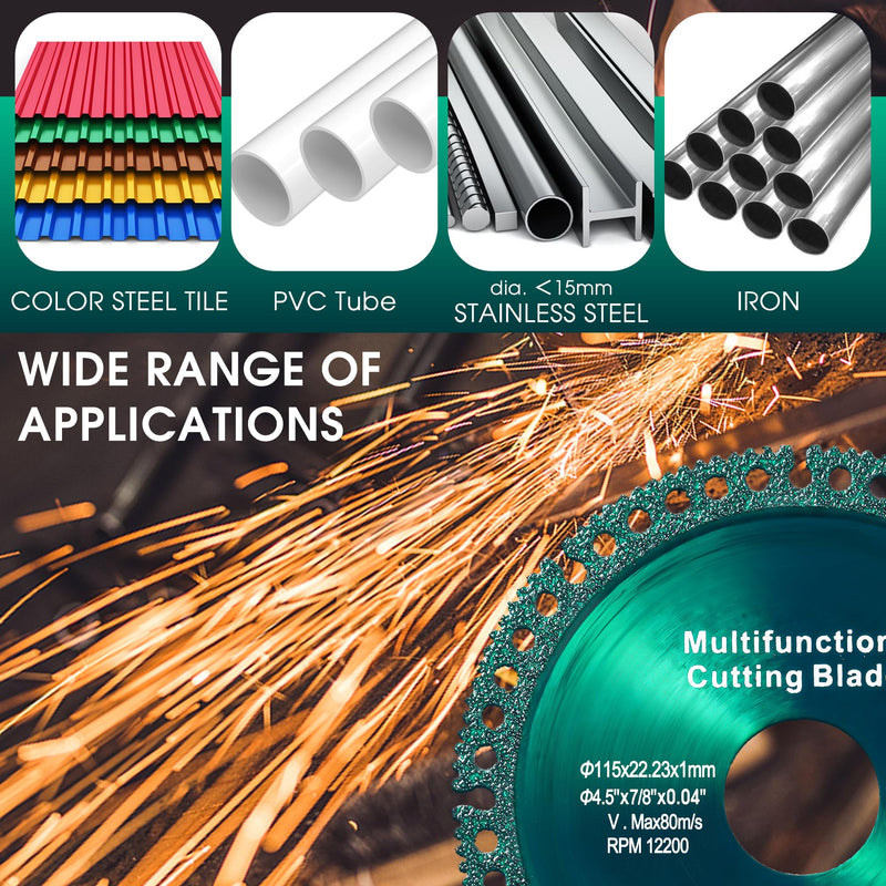 [Australia - AusPower] - ?5 Pack 4.5 Inch Indestructible Disc for Grinder, Indestructible Disc 2.0 for Angle Grinder 7/8''-Cut Everything in Seconds, Cutting Discs for Smooth Cutting, Chamfering, Grinding Materials Green (115mm) 5.0 