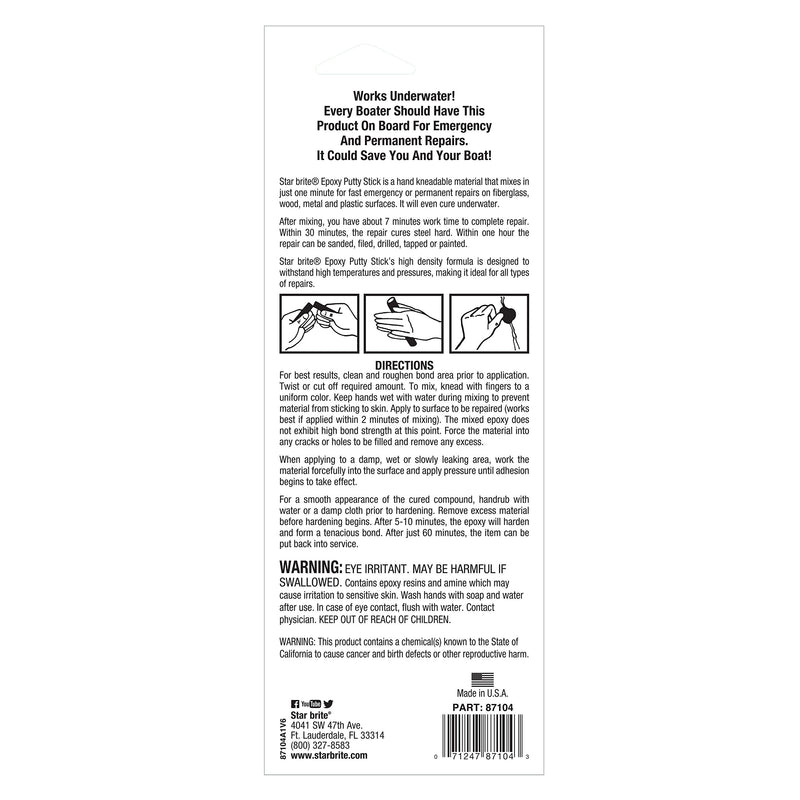 [Australia - AusPower] - STAR BRITE 4 Oz Epoxy Putty Stick - Easy, Fast, Permanent Repairs Even Underwater - Repair Boat Hulls, Decks, Pools, Spas, Hot Tubs, Leaking Gaskets, Tanks, Gutters & More Fiberglass, Wood, Plastic 