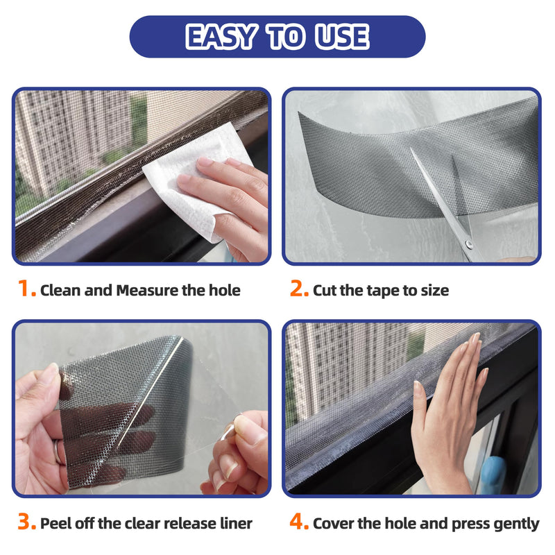 KING MOUNTAIN Black Window Screen Repair Tape,3inX10FT Heavy Duty Screen Repair Kit for Window Screen and Screen Door,Strong Adhesive & Waterproof Window Screen Patch 3 in × 10 ft