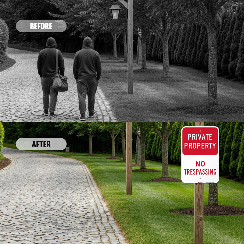 SmartSign Private Property No Trespassing Sign - 2-Pack, 12" x 18", 80 mil Thick Aluminum Composite (ACM), Pre-Drilled Holes, Red and White, Made in USA 12" x 18" - AL ACM (Pack of 2)