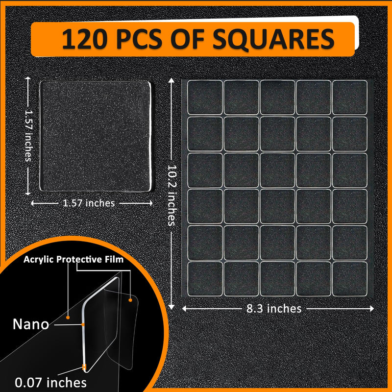 BXI 120 Pcs Heavy Duty Double Sided Tape, Thick Adhesive Tape Mounting Squares 1.57 inches, Removable Strong Sticky Nano Tape Special for Acoustic Foam, Felt Sound Panels, Wall and Craft