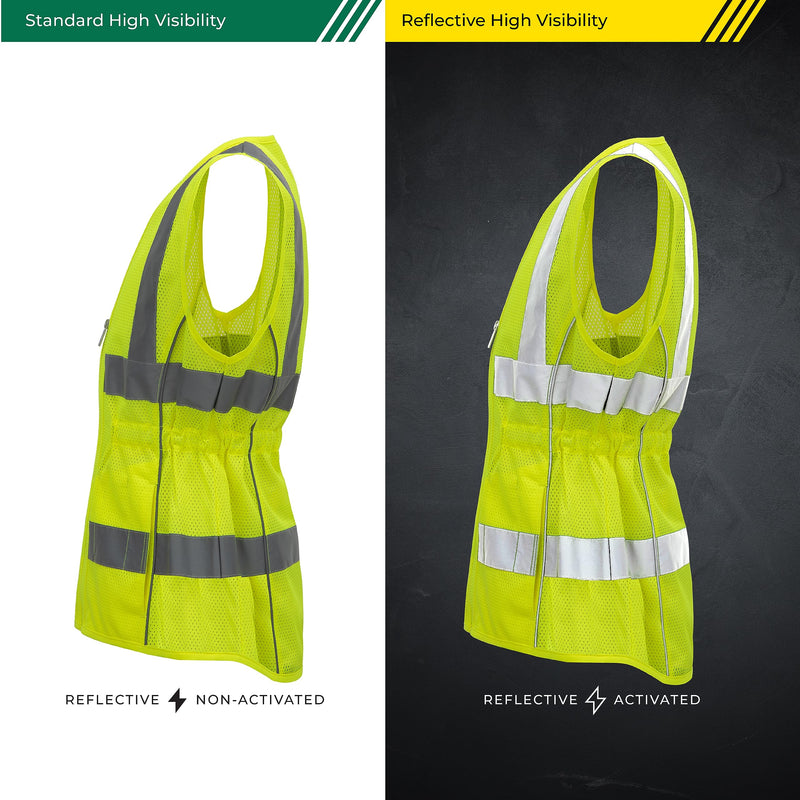Shine Bright Safety Vest - High Visibility with Reflective Straps and Pockets – Premium, Soft, Durable, and Breathable Medium Yellow