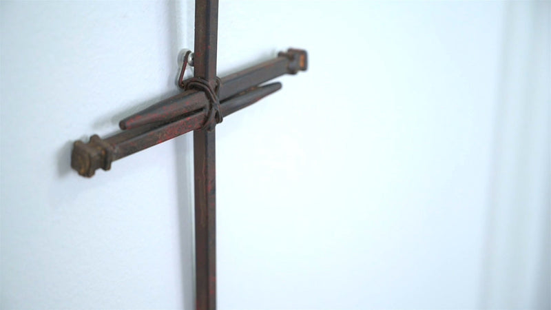 Dicksons Large Three Driven Nails Brown Rust Look 12.5 Metal Wall Cross
