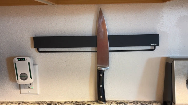 Magnetic Knife Holder for wall, 23 Inch Knife Magnetic Strip with 15 Hooks Black 23Inch