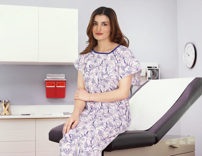 [Australia - AusPower] - NY Threads Women's Hospital Gown Soft and Stylish Patient Gown Large-X-Large Vines - Pink 
