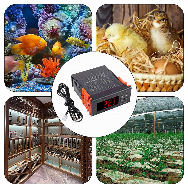 [Australia - AusPower] - STC-1000 DC 12V 10A Digital LED Temperature Controller Thermostat Control Switch 2 Relay Output and NTC 10K Thermistor Sensors Digital Temperature Probe 1pcs 