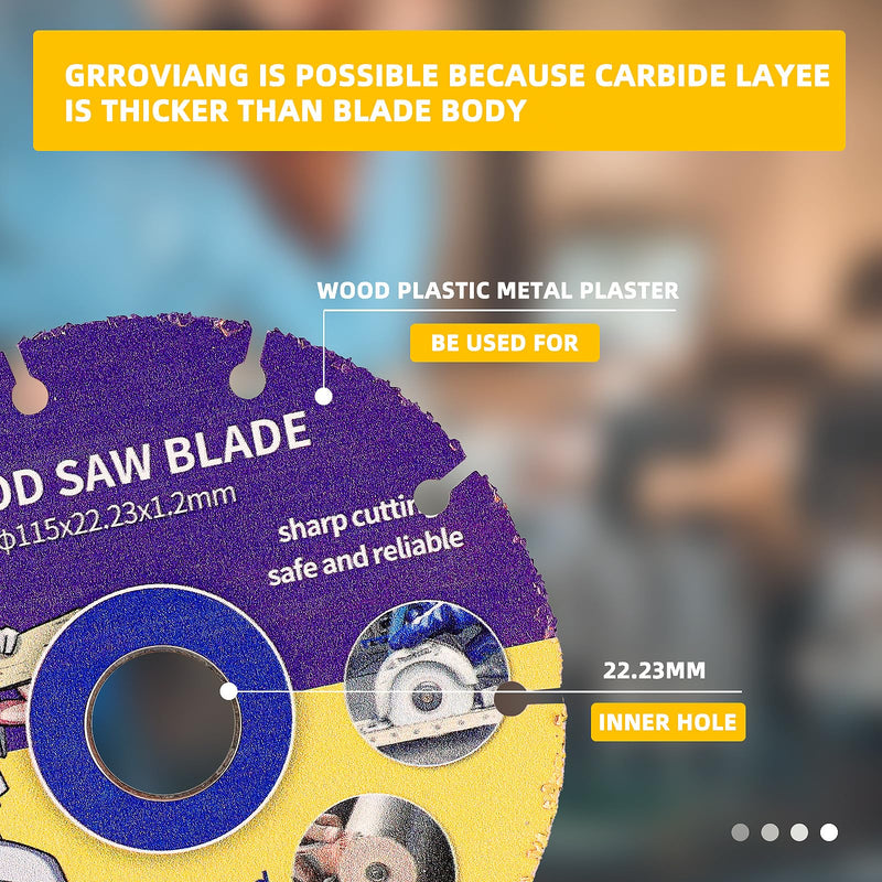 [Australia - AusPower] - 2 Pieces Saw Blade for Angle Grinder Cutting Disc Wood Flex Disc 115 mm Angle Grinder Multi Wheel Cutting Disc Carbide Flex Disc for Wood, Plywood, Rubber, Plastics, for Woodworking 