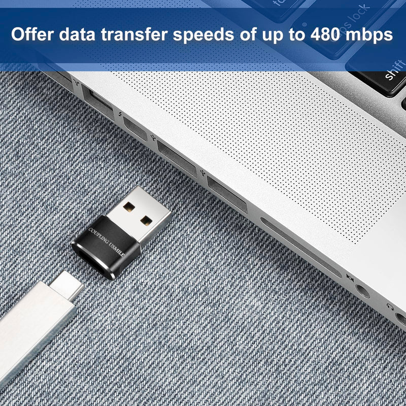 [Australia - AusPower] - USB Male to USB C Adapter 4 Packs,USB to Type C Super Fast Charging/Transfer and OTG Function. Compatible with iPhone15 14 13 Plus Pro Max,iPad Pro Air 4 Mini 6 Almost USB Devices 4 pack black 