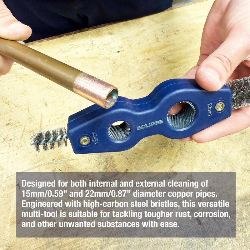 [Australia - AusPower] - ECLIPSE Professional Tools E4IN1PCDT 4-in-1 Pipe Cleaning & Deburring Tool - Interior & Exterior Cleaning of 15mm & 22mm Copper Pipes 