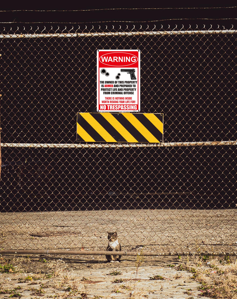 No Trespassing Sign Gun Signs for Home Security,There is Nothing Inside Worth Risking Your Life for, Protected by Armed Sign,Gun Warning Aluminum Caution Notice Signs 10"x 7"