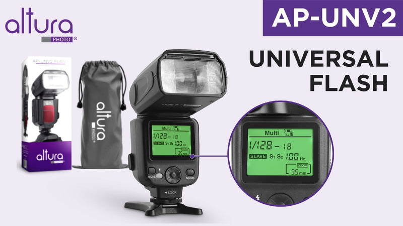 Altura Photo Camera Flash with LCD Display, Universal Speedlite for DSLR
