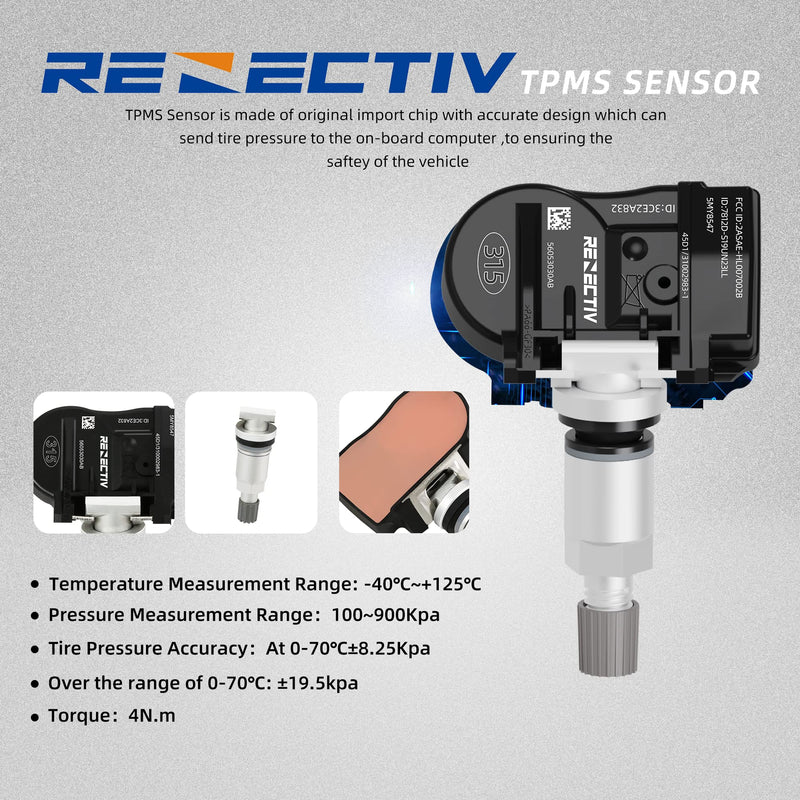 [Australia - AusPower] - TPMS Sensor 4PCS Dodge, 315Mhz Tire Pressure Monitor Sensors Compatible with Dodge Replace OE#56053030AC 68078861AA 56053036AA 56029479AA 56053030AB 56053036AA 56029465AB 4313057L00 52933A5000 