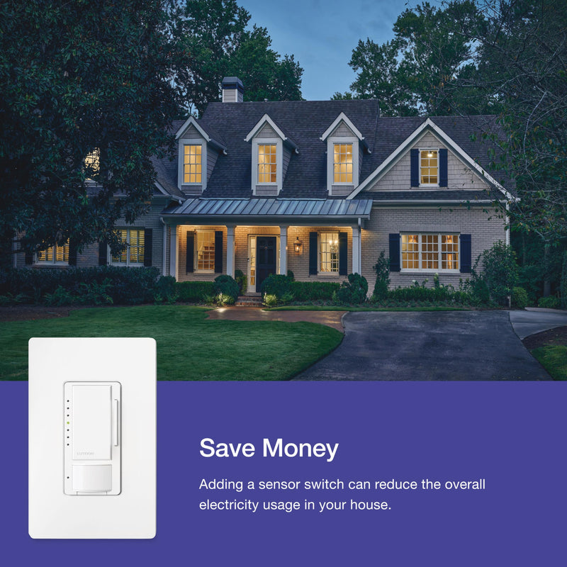 Lutron Maestro LED+ Motion Sensor/Dimmer Switch | 150W LED | Single Pole/Multi-Location | MSCL-OP153M-SW | Snow 1 Pack