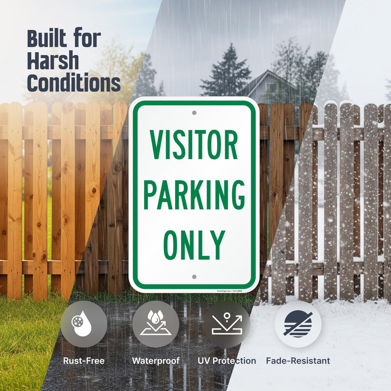 SmartSign 18 x 12 inch Basics “Visitor Parking Only” Metal Sign, 120 mil Aluminum Composite, Engineer Grade Reflective Material, Green and White, Made in USA ACM Reflective