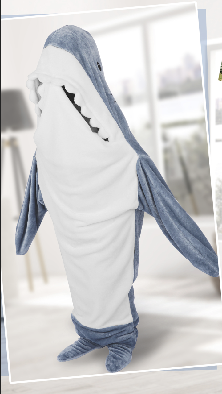 Shark Blanket Hoodie Onesie,Wearable Shark Blanket Soft Cozy Shark Onesie,Shark Costume for Adult Shark Sleeping Bag Xl: for 61-67 Inch Height