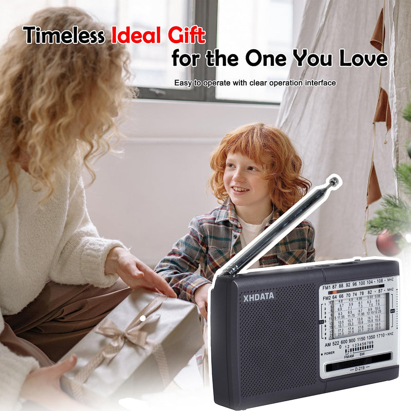 [Australia - AusPower] - XHDATA D219 Portable AM FM Shortwave Radio Battery Operated Small Great Reception Radio with Good Sound,Earphone Jack for Gift Elder,Home,Child [Gray] Gray 