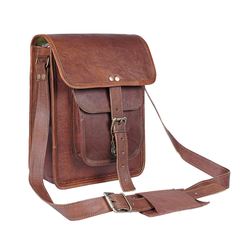 [Australia - AusPower] - 11 inch Small Crossbody Shoulder Genuine Leather iPad/Tablet Vintage Messenger Bag For 10.5 inch iPad Pro for Women & Men Retro 