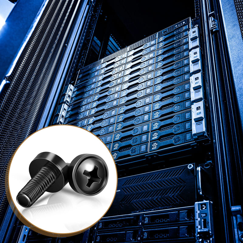 [Australia - AusPower] - 50 Pack M6 x 16 mm Rack Mount Cage Nuts, Screws and Washers Stainless Steel Black Server Rack Screws Square Insert Nuts for Audio Server Console Mounting Routers, Shelves, Enclosures, Cabinets 